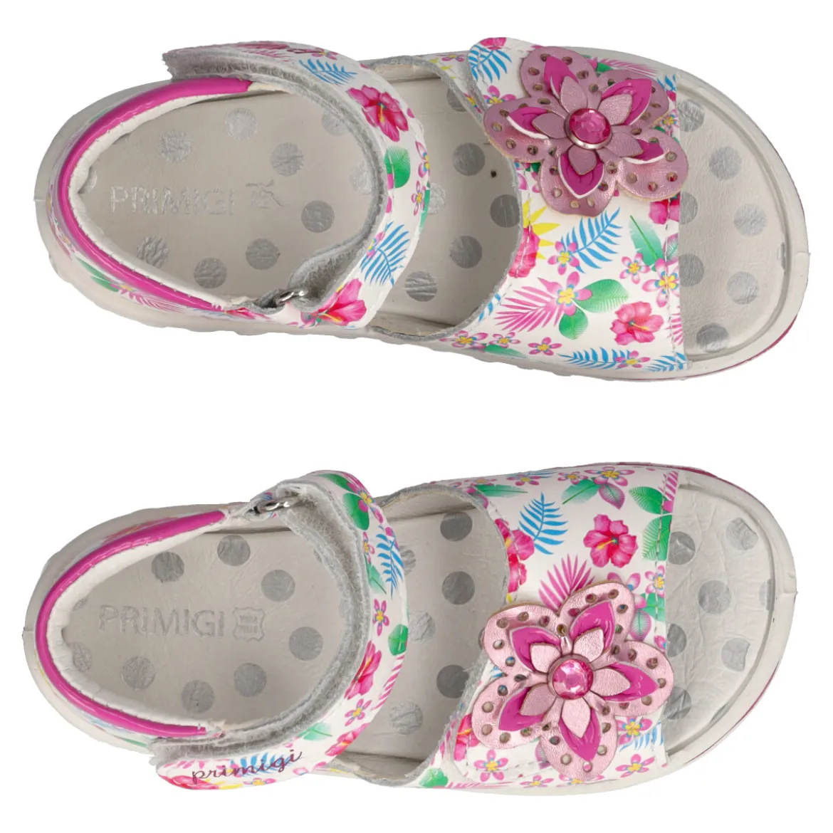 BABY SWEET Sandalo Bambina Bianchi con fiori fucsia