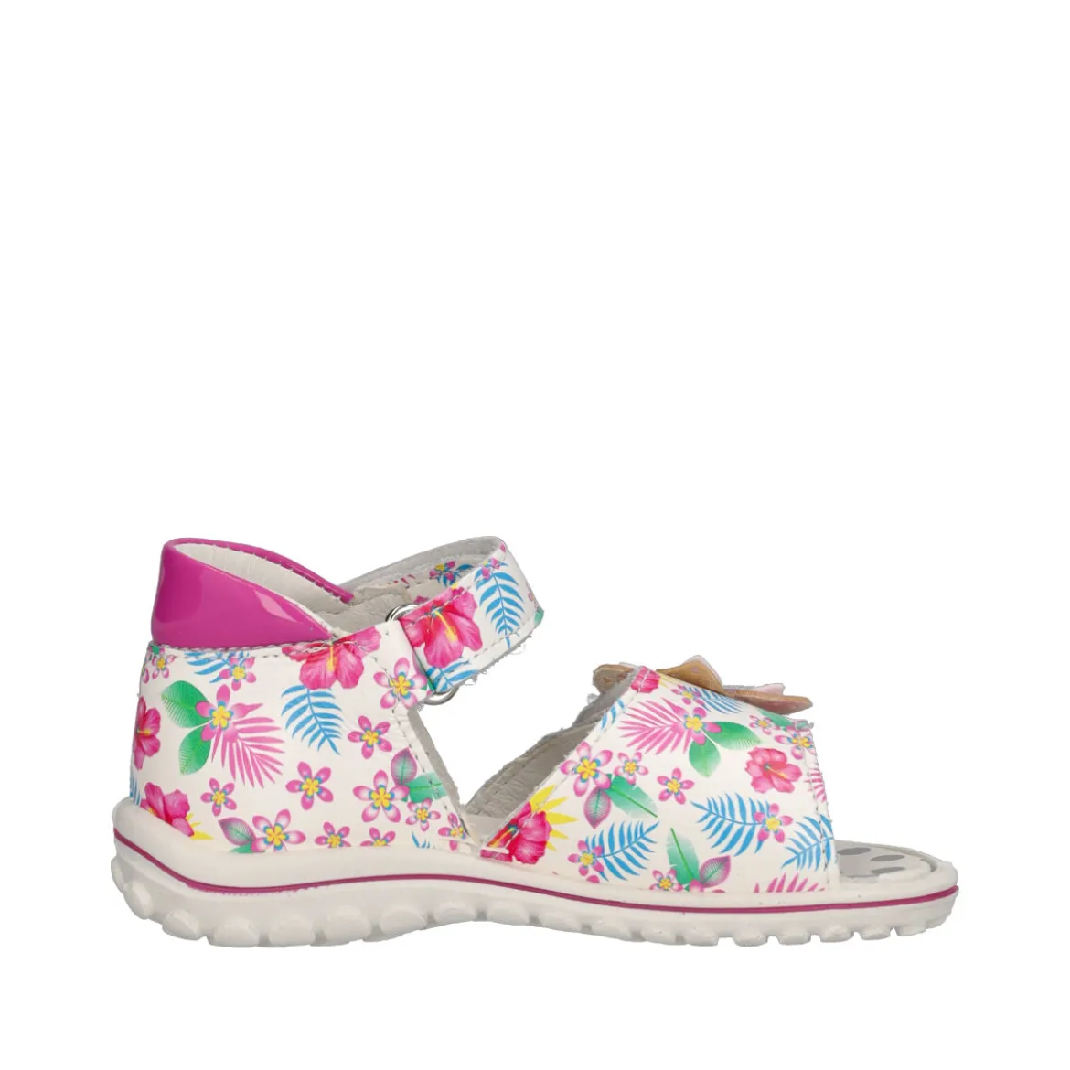 BABY SWEET Sandalo Bambina Bianchi con fiori fucsia