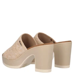 Ciabatte con Tacco Donna Beige Rafia