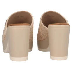 Ciabatte con Tacco Donna Beige Rafia
