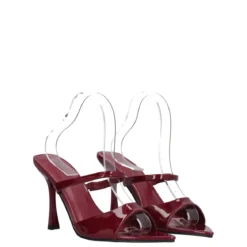 Ciabatte con Tacco Donna Bordeaux in Vernice