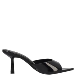 Ciabatte con Tacco Donna Nere in Vernice