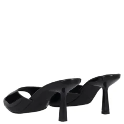 Ciabatte con Tacco Donna Nere in Vernice