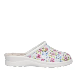 Ciabatte Donna Bianche con Fiori Multicolor