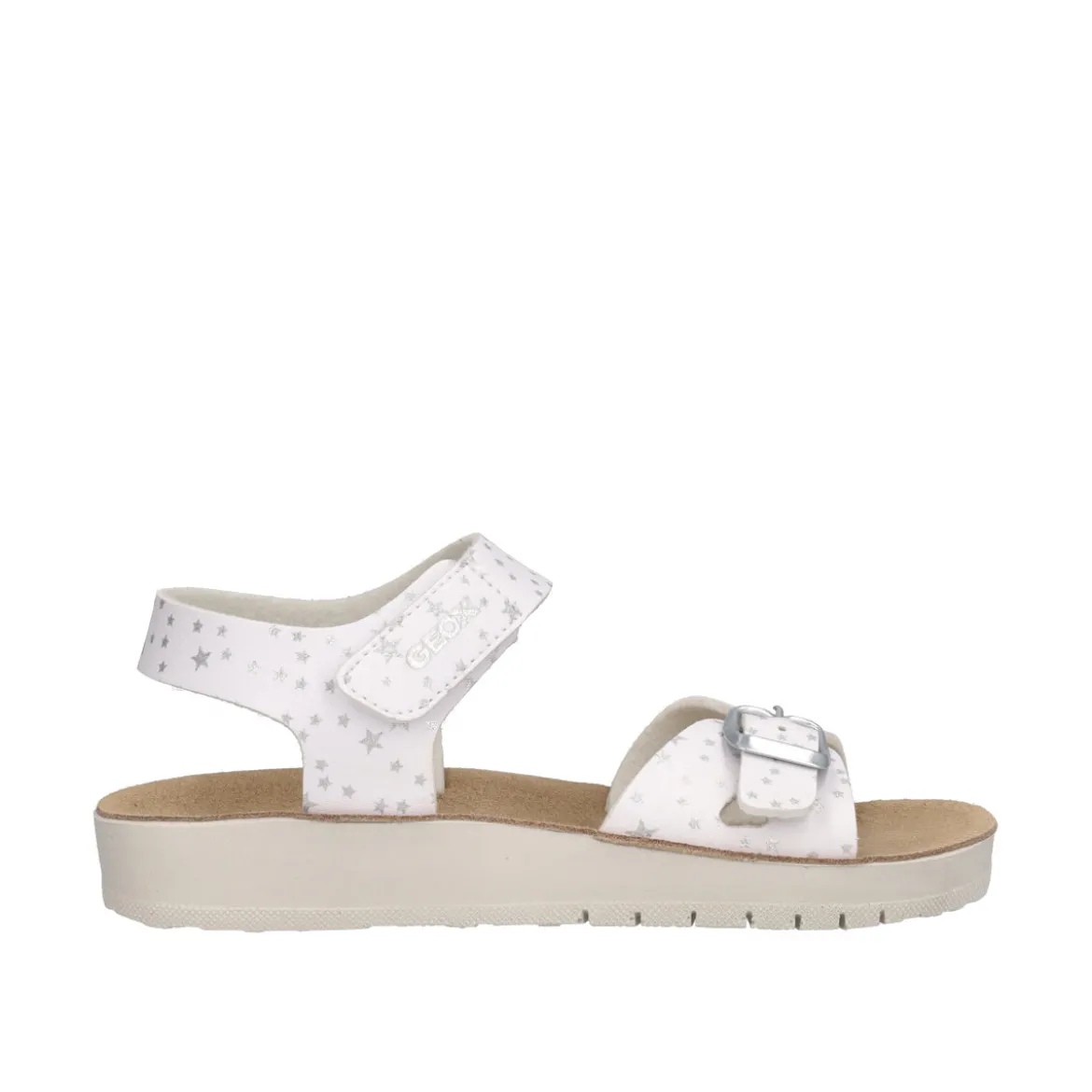 COSTAREI Sandali Bambina Bianchi con Stelle Argento