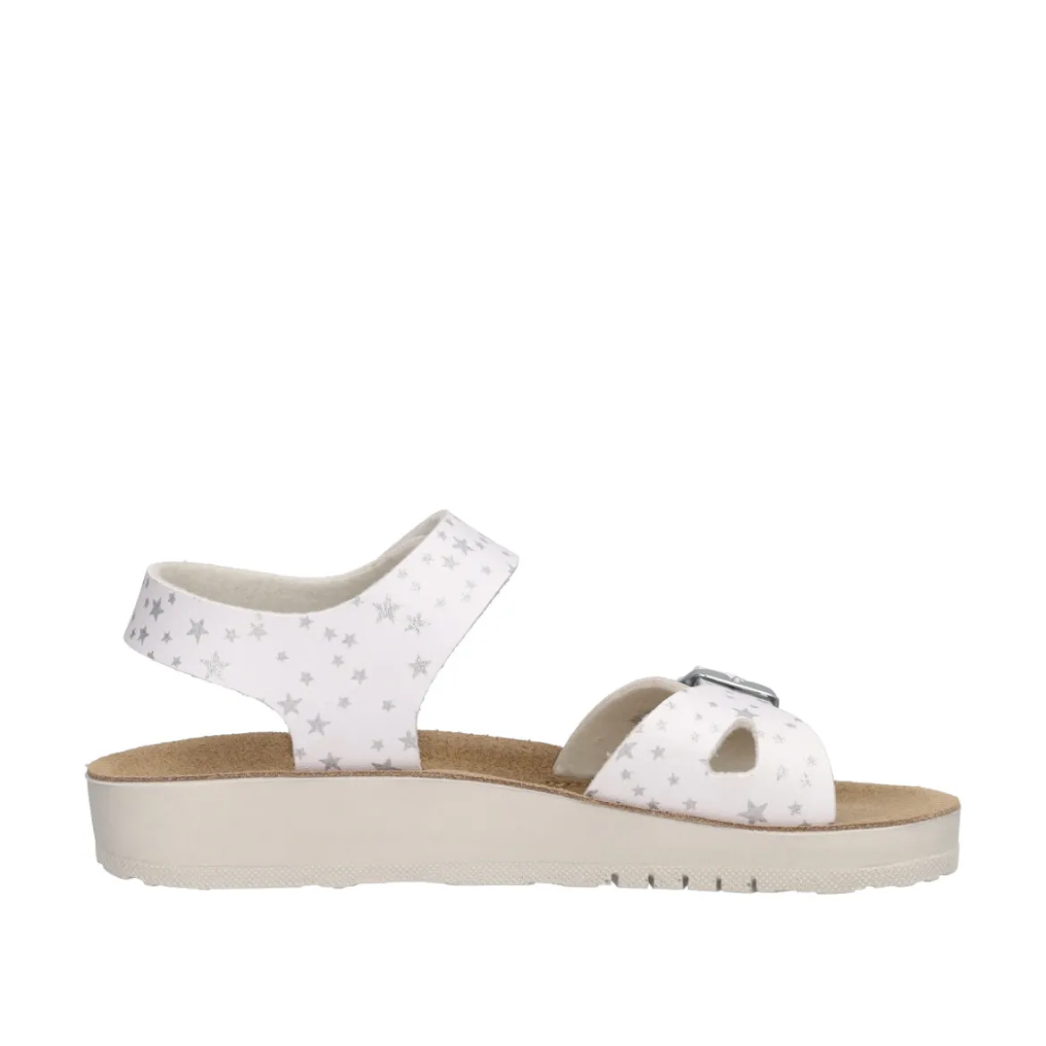 COSTAREI Sandali Bambina Bianchi con Stelle Argento