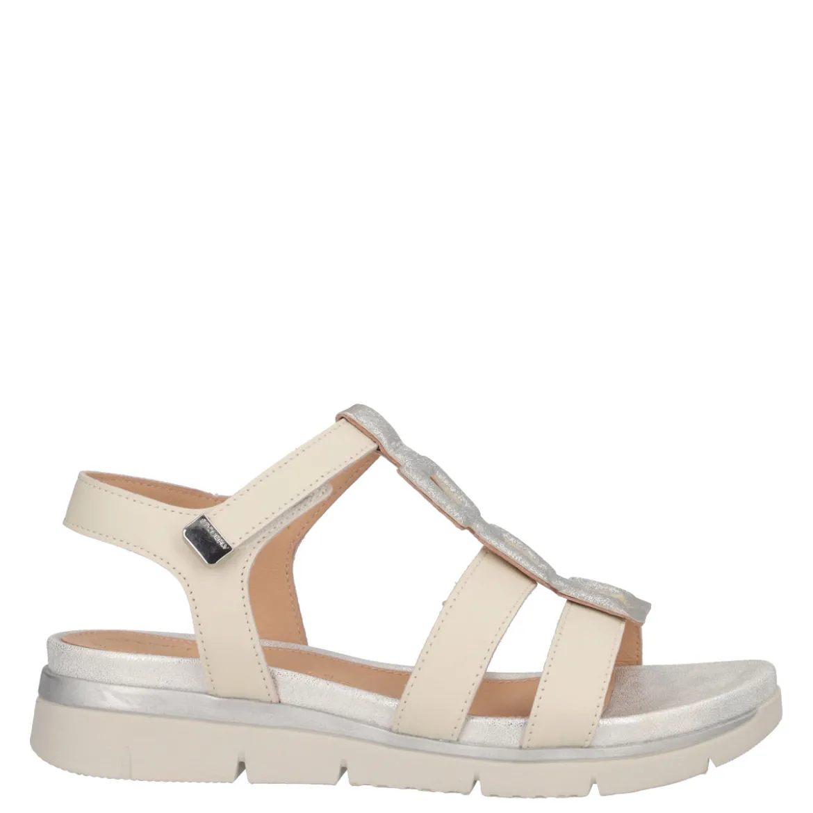 ELODY 27 Sandalo Donna Beige e Argento
