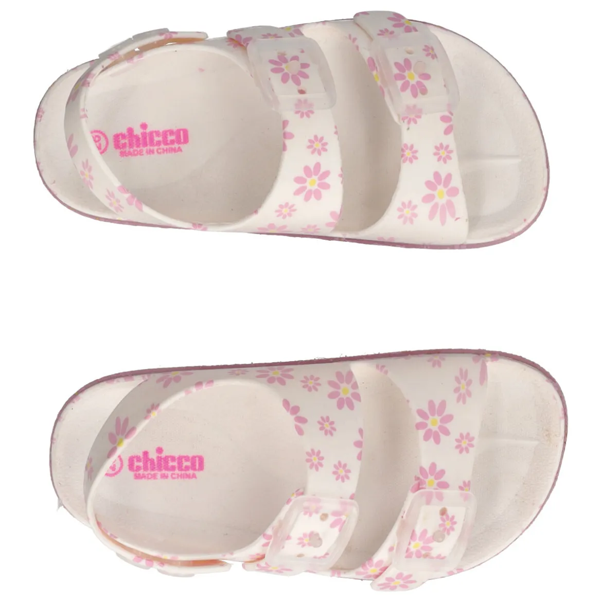 MAISON Ciabatte Bambina Bianche con Fiori Rosa