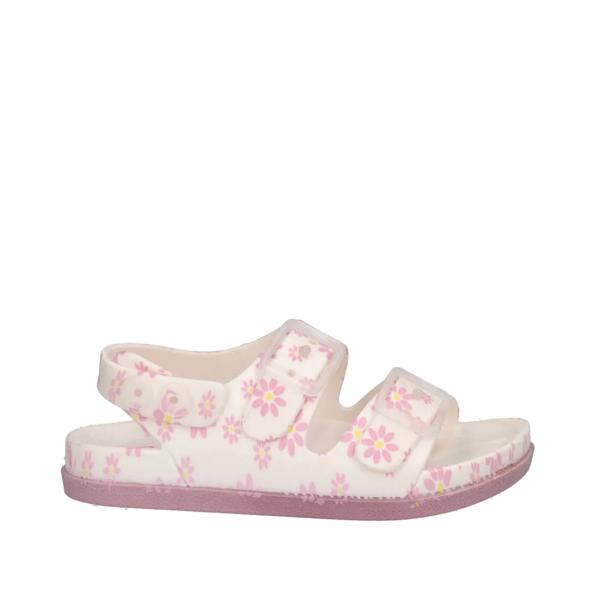 MAISON Ciabatte Bambina Bianche con Fiori Rosa