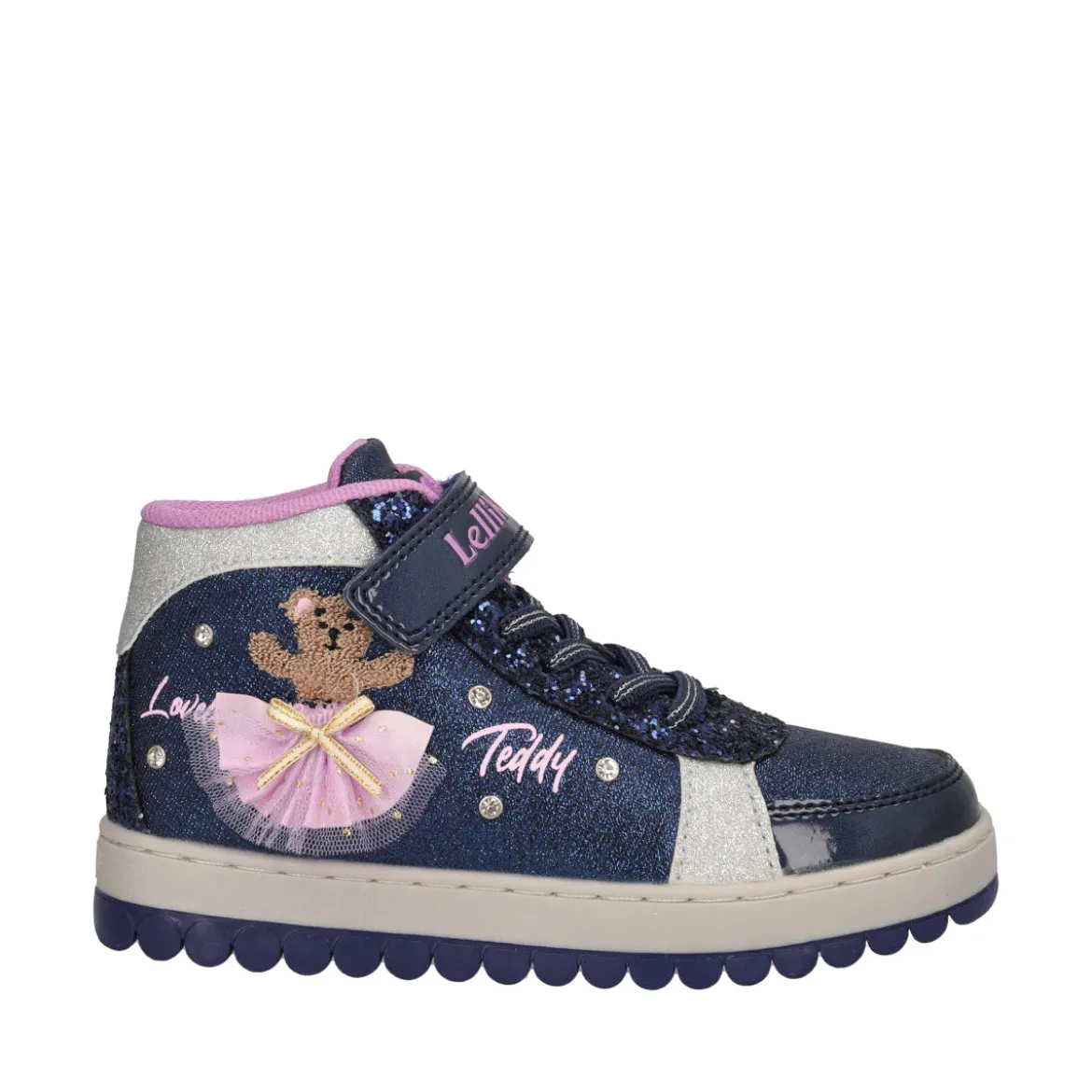 MILLE STELLE Sneakers Alte Bambina Blu, Argento e Lilla con Musica