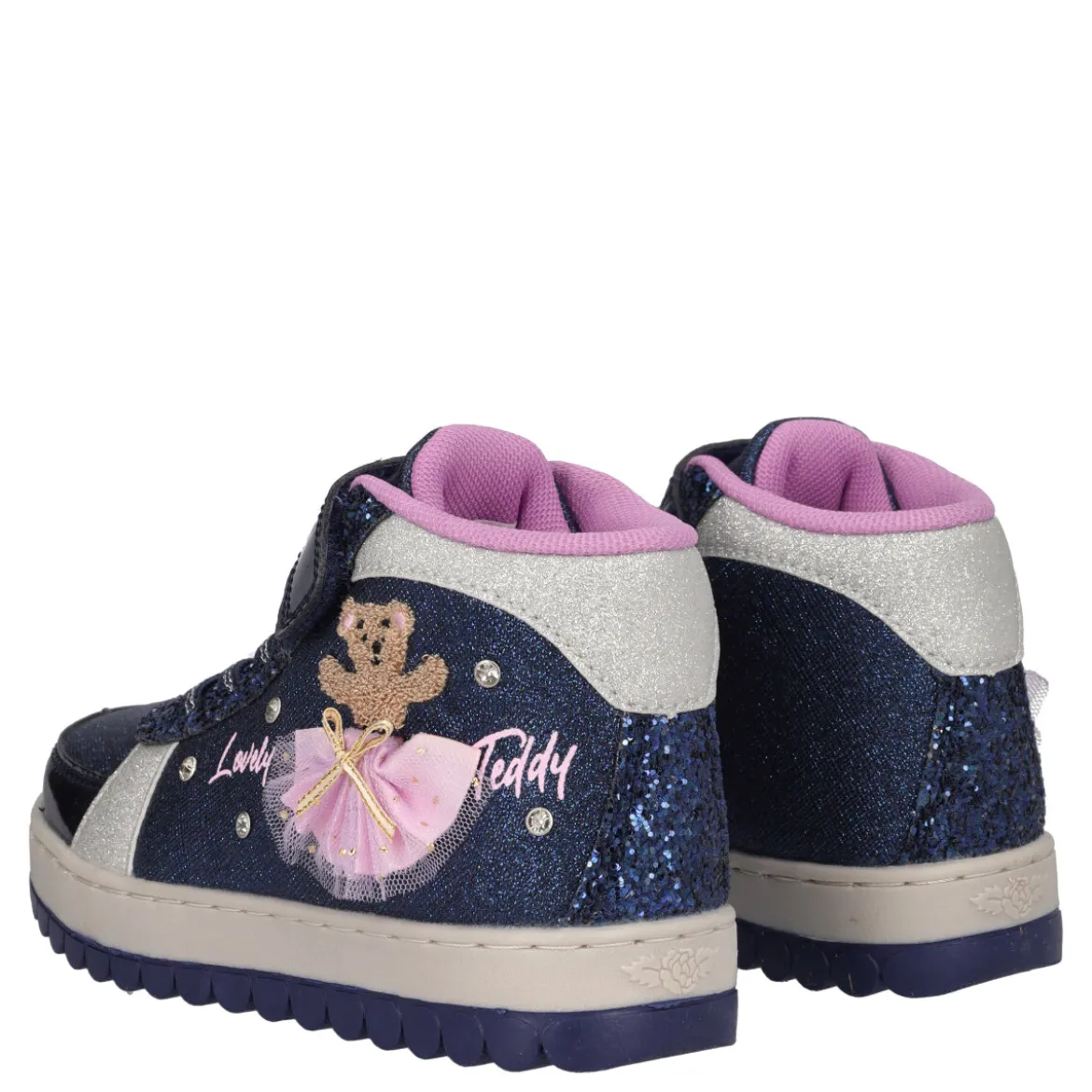 MILLE STELLE Sneakers Alte Bambina Blu, Argento e Lilla con Musica