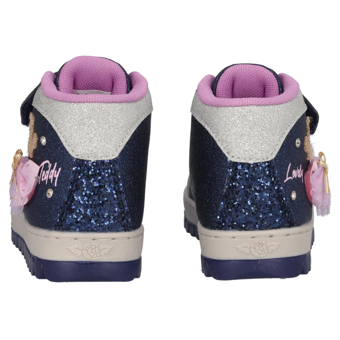 MILLE STELLE Sneakers Alte Bambina Blu, Argento e Lilla con Musica