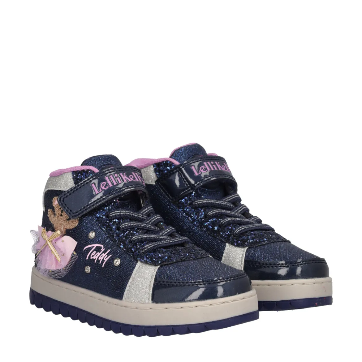 MILLE STELLE Sneakers Alte Bambina Blu, Argento e Lilla con Musica