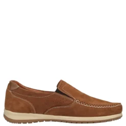 Mocassini Comfort Uomo In Pelle Tabacco