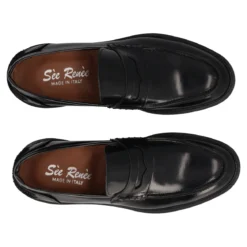 Mocassini Uomo Neri in Pelle con Suola in Cuoio