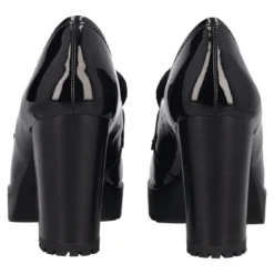 Mocassino con Tacco Donna in Vernice Nera