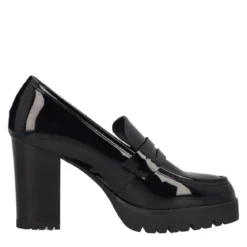 Mocassino con Tacco Donna in Vernice Nera