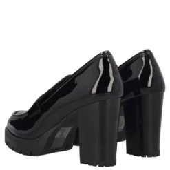 Mocassino con Tacco Donna in Vernice Nera