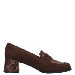 Mocassino con Tacco Donna Marroni