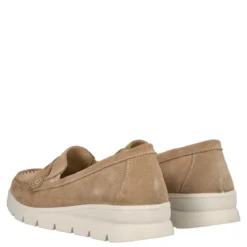 Mocassino Donna Beige in Pelle Scamosciata