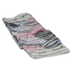 Pashmina Donna Grigia Foglie Voille