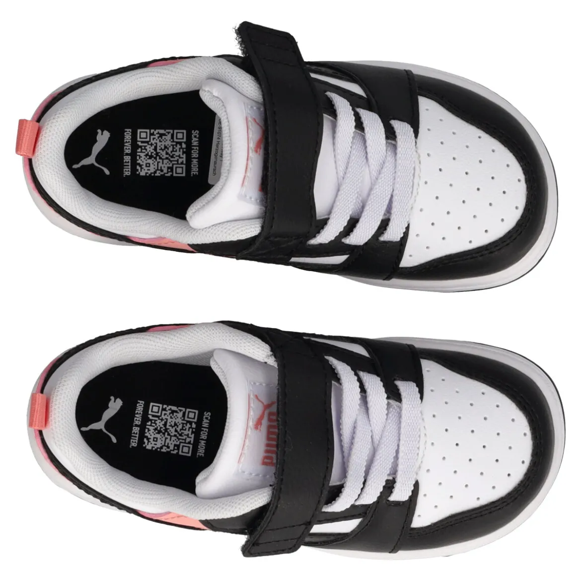 REBOUND V6 LO AC INF Sneakers Bambina Bianche, Nere e Rosa
