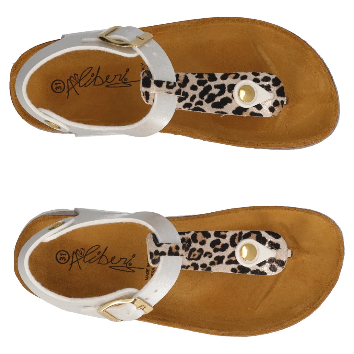Sandali Bambina Argento e Leopardo