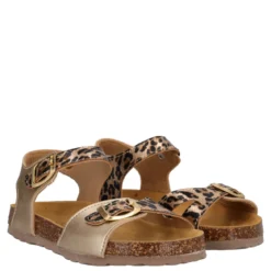 Sandali Bambina Oro e Leopardo