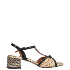 Sandali con Tacco Donna Neri e Crema