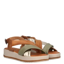 Sandali Donna Beige, Salvia e Oro Metallizzato