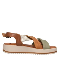 Sandali Donna Beige, Salvia e Oro Metallizzato