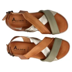 Sandali Donna Beige, Salvia e Oro Metallizzato