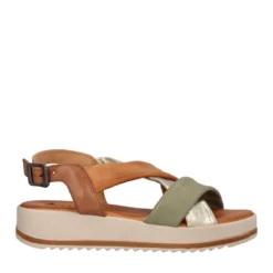 Sandali Donna Beige, Salvia e Oro Metallizzato