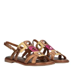 Sandali Donna Bronzo, Oro e Fucsia