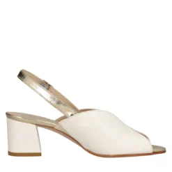 Sandali Donna Platino e Burro in Pelle