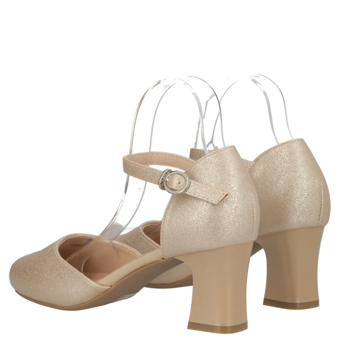 Sandalo con Tacco Donna Oro Glitter