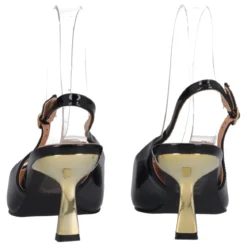 Slingback Donna In Vernice nere e oro