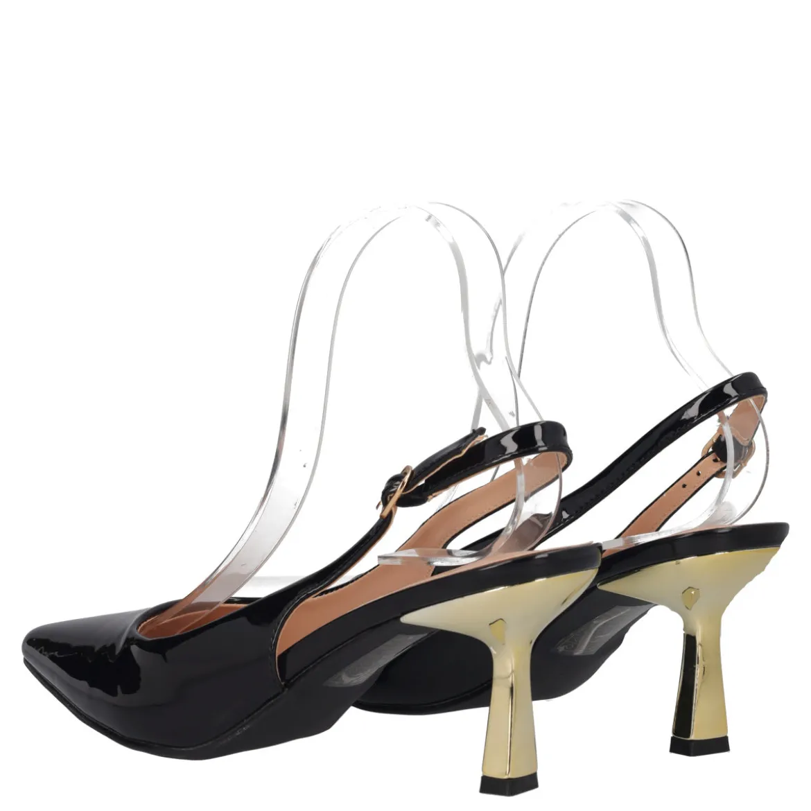 Slingback Donna In Vernice nere e oro