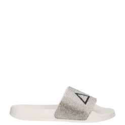 SLIPPERS STRASS LOGO Ciabatte Donna Bianche e Argento