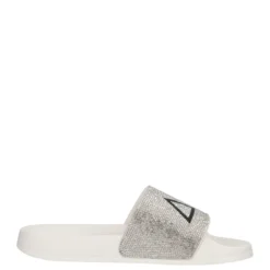 SLIPPERS STRASS LOGO Ciabatte Donna Bianche e Argento