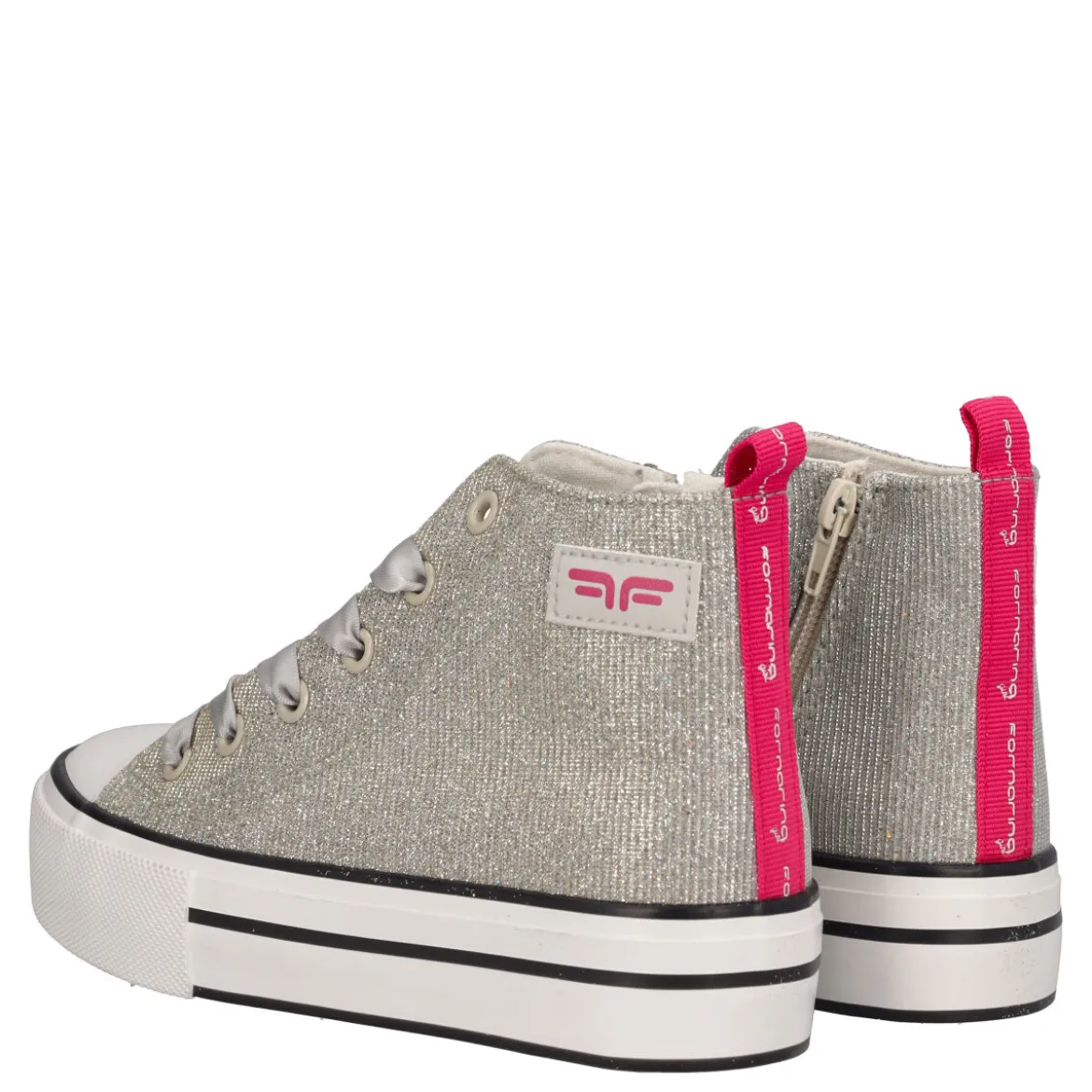 Sneakers alta Bambina Argento Glitter