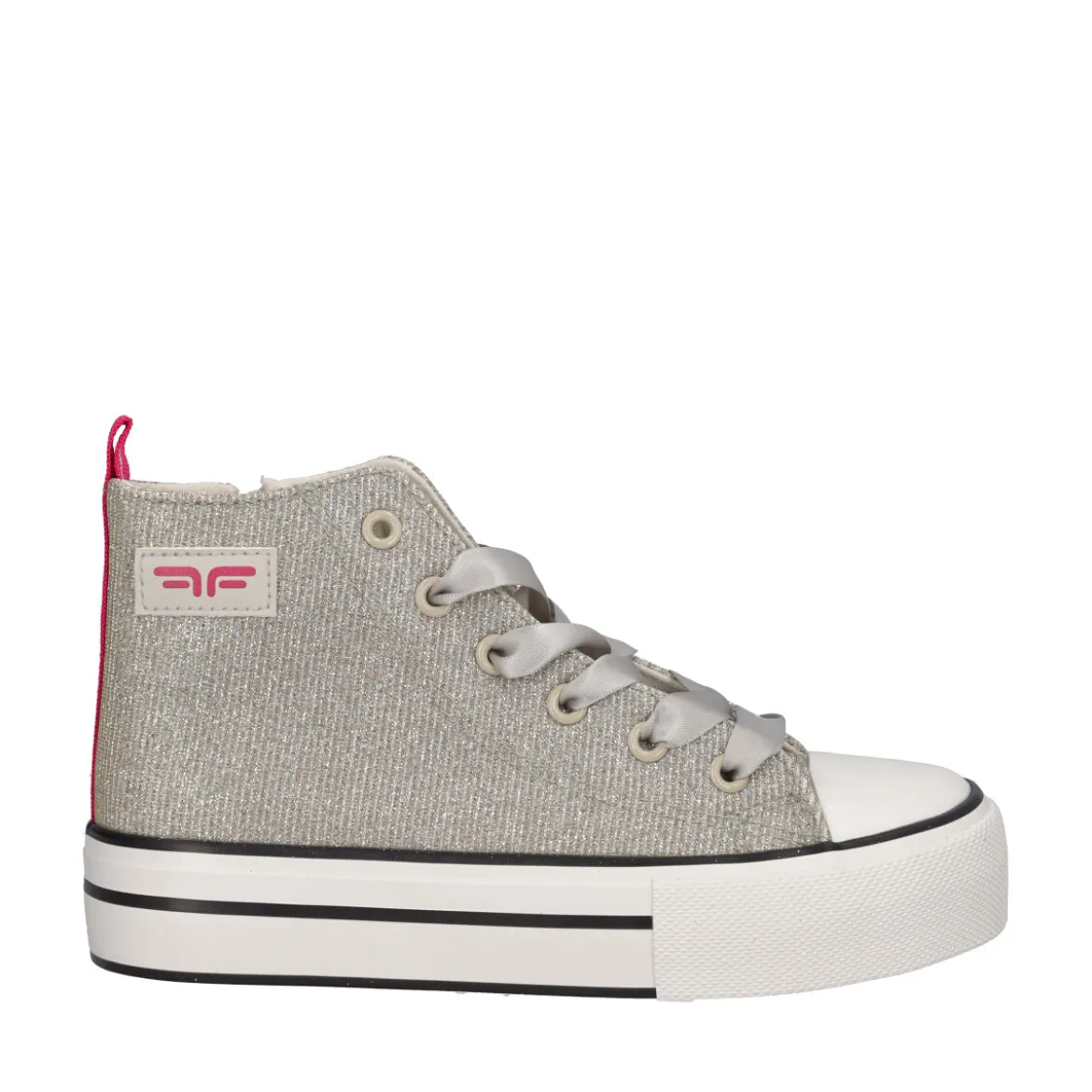 Sneakers alta Bambina Argento Glitter