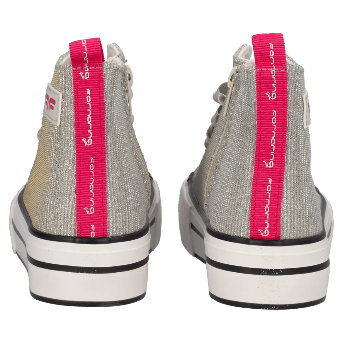Sneakers alta Bambina Argento Glitter