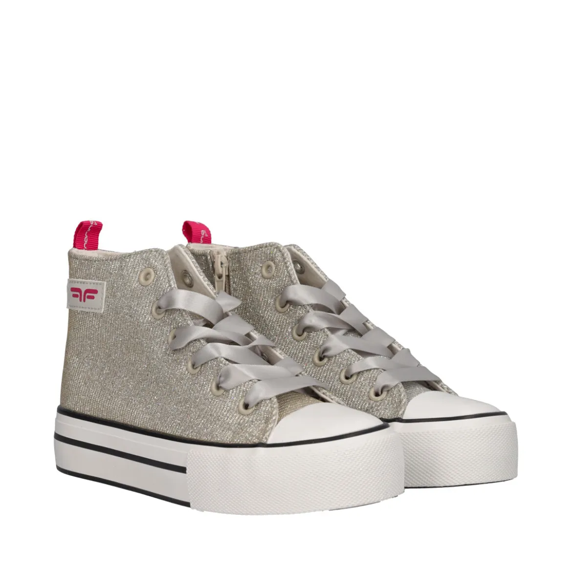 Sneakers alta Bambina Argento Glitter