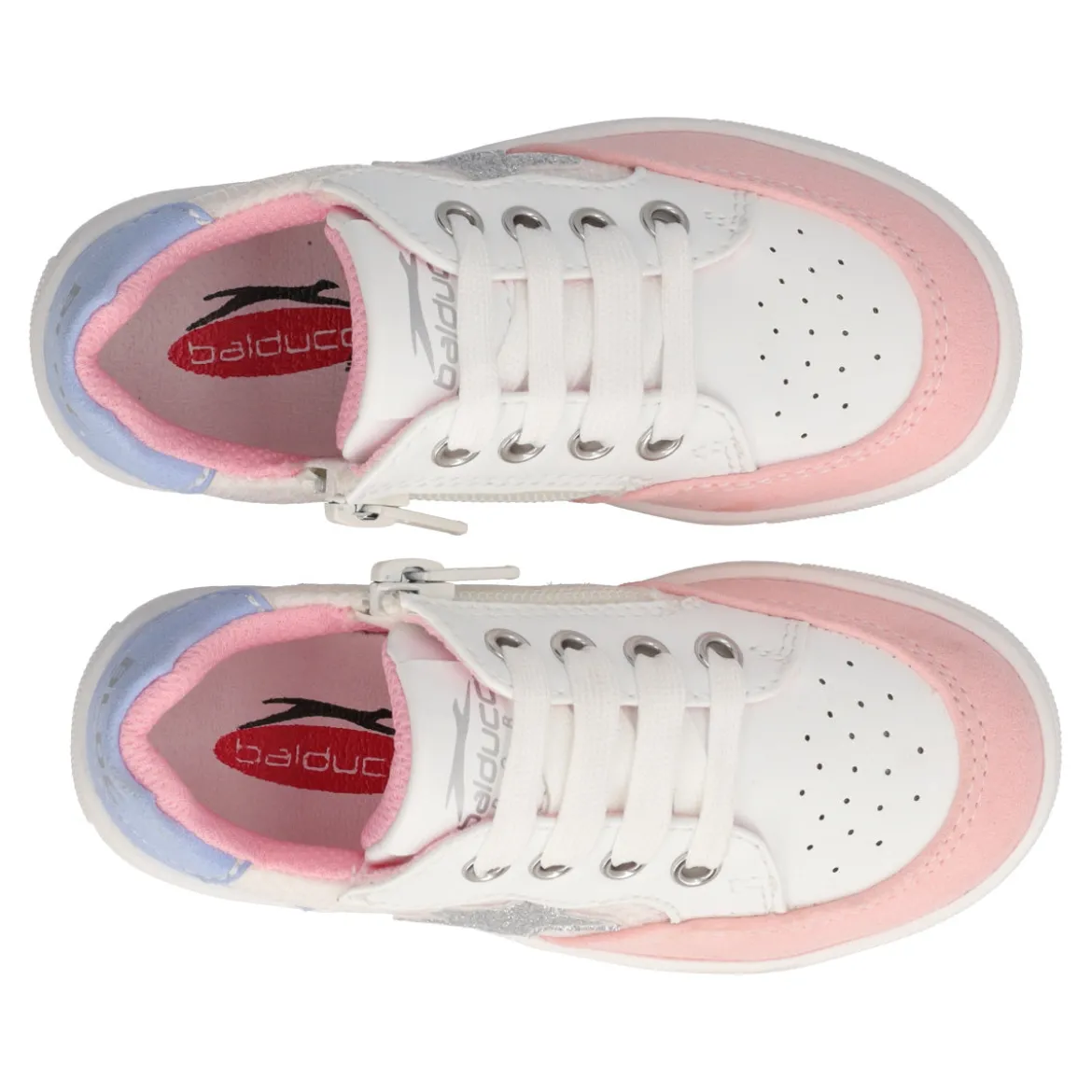 Sneakers Bambina Bianche, Azzurre e Rosa