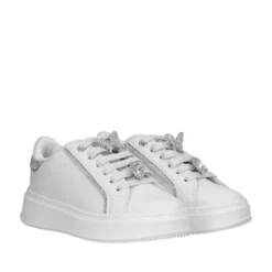 Sneakers Bambina Bianche e Argento con Charms