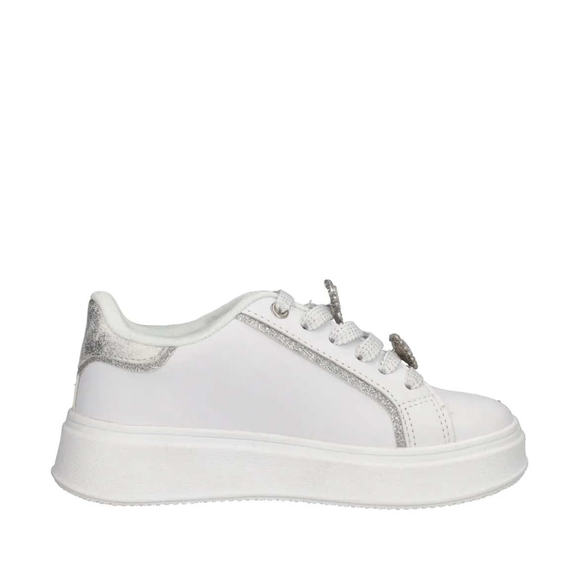 Sneakers Bambina Bianche e Argento con Charms