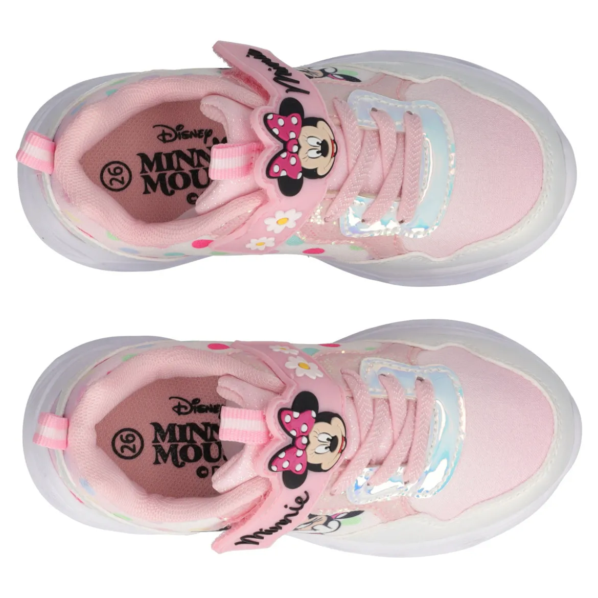 Sneakers Bambina Minnie Rosa e Bianche con Luci