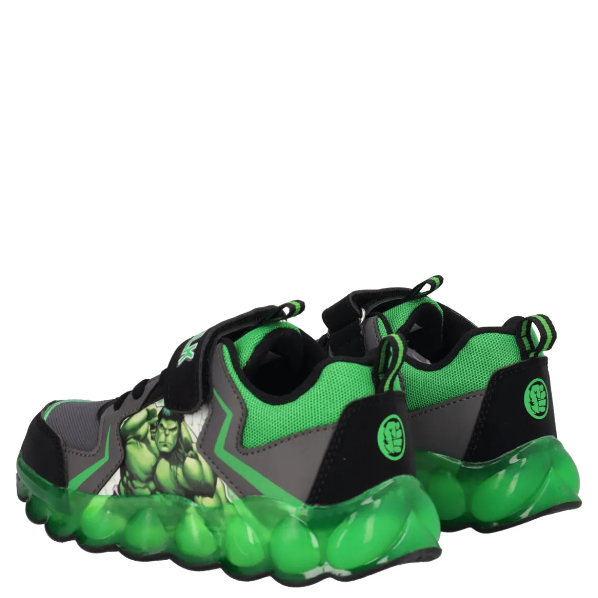 Sneakers Bambino Nere e Verdi con Luci