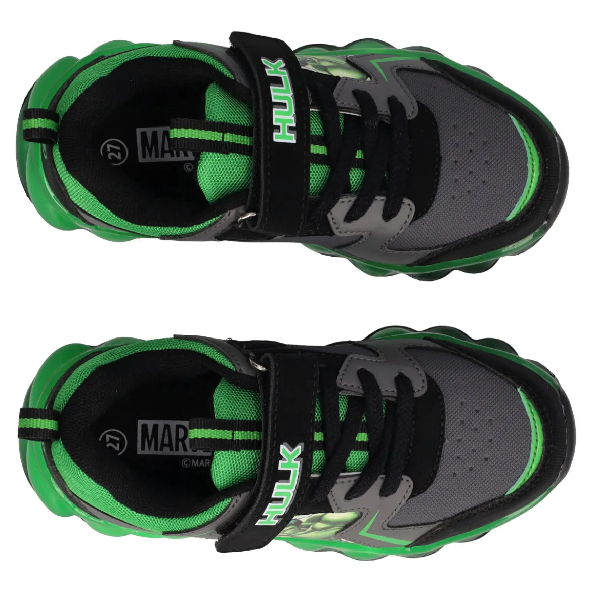 Sneakers Bambino Nere e Verdi con Luci